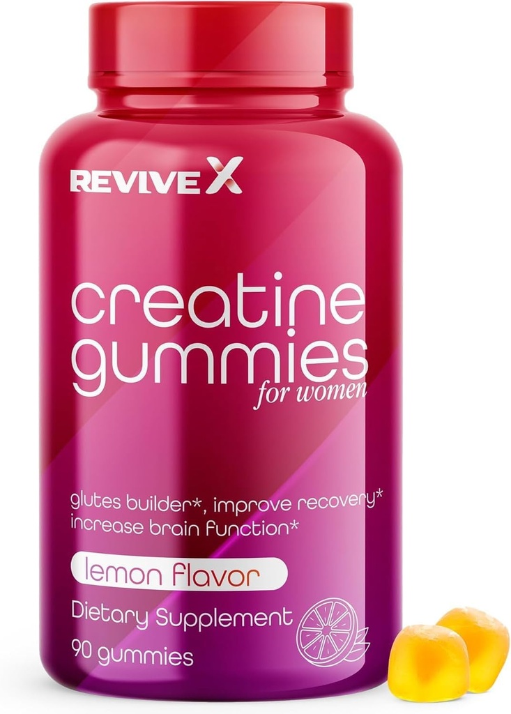 Revive X Glute Gummies, Creatine Gummies 3G, Lemon Drop, 30 Servings, 90 Count, Monohidrat, Muscle Builder, Creatin for Women, Creatine, Glutes Gummies, (Award Winning)