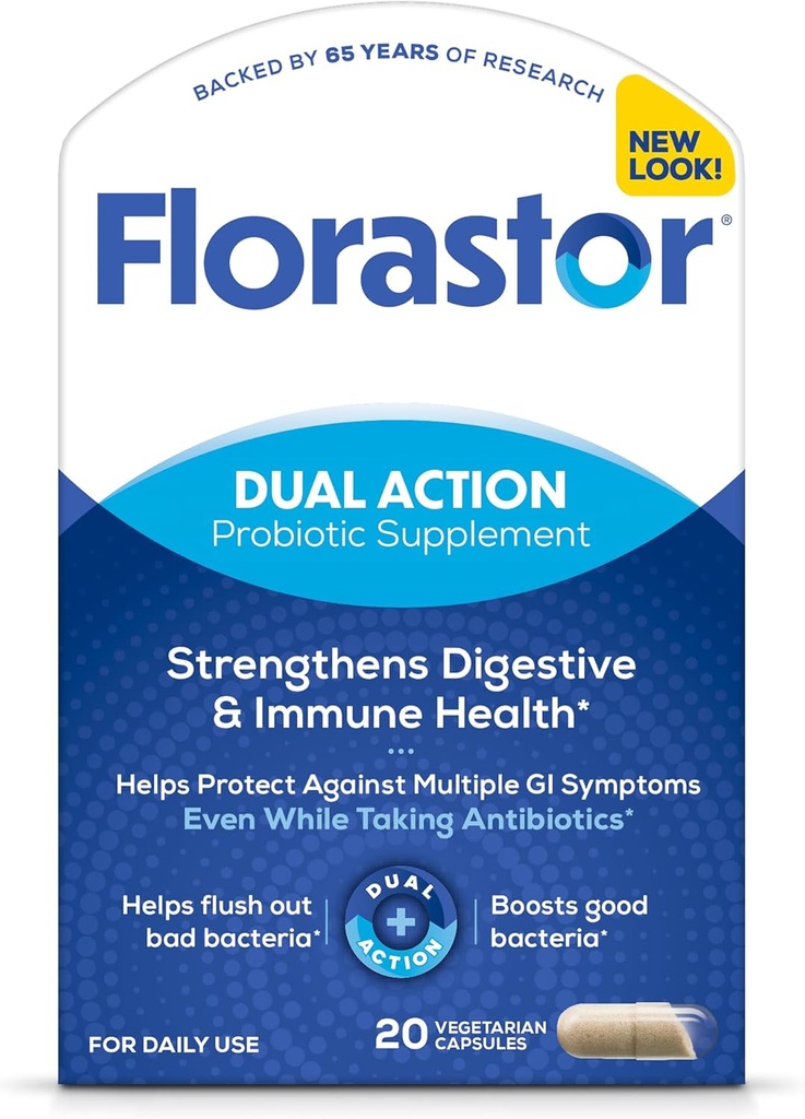 Florastor Probiotiká pre Digestive & Immune Health, 20 Kapsule, Probiotiká pre ženy a mužov, 1 Probiotiká na celom svete, Flush Out Bad Baktérie a zvýšiť dobro s našou kmeň Saccharomyces boulardii