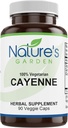 NATURE 'S GARDEN ESMINIAI Cayenne - 90 Veggie Caps su 500mg Organic Cayenne Pepper milteliai