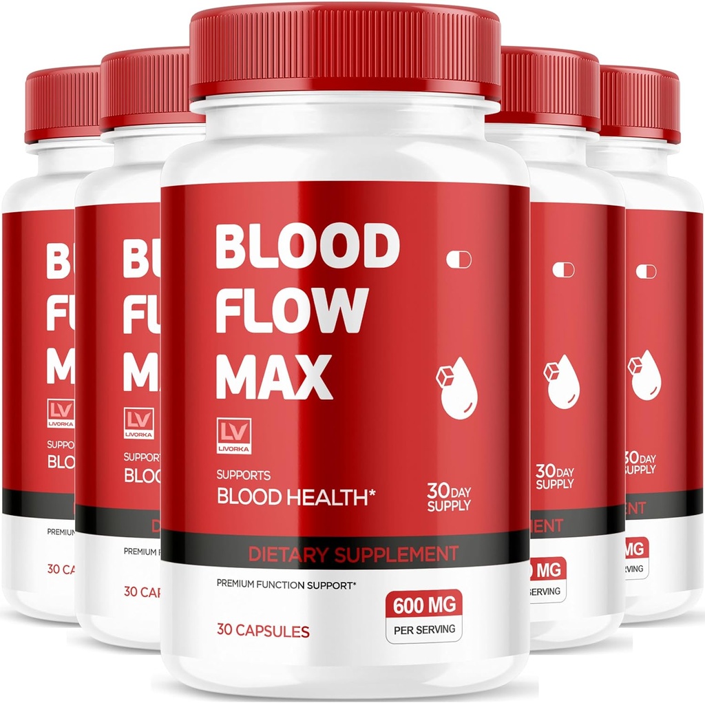 LIVORKA (5 Pack Blood Flow Max, Blood Flow Max Capsules, Blood Flow Max Blood Support, BloodFlow Max, Blood Flow Capsules for Generall Wellness, Blood Flow Max Pills, 150 Capsule per 5 Mesi
