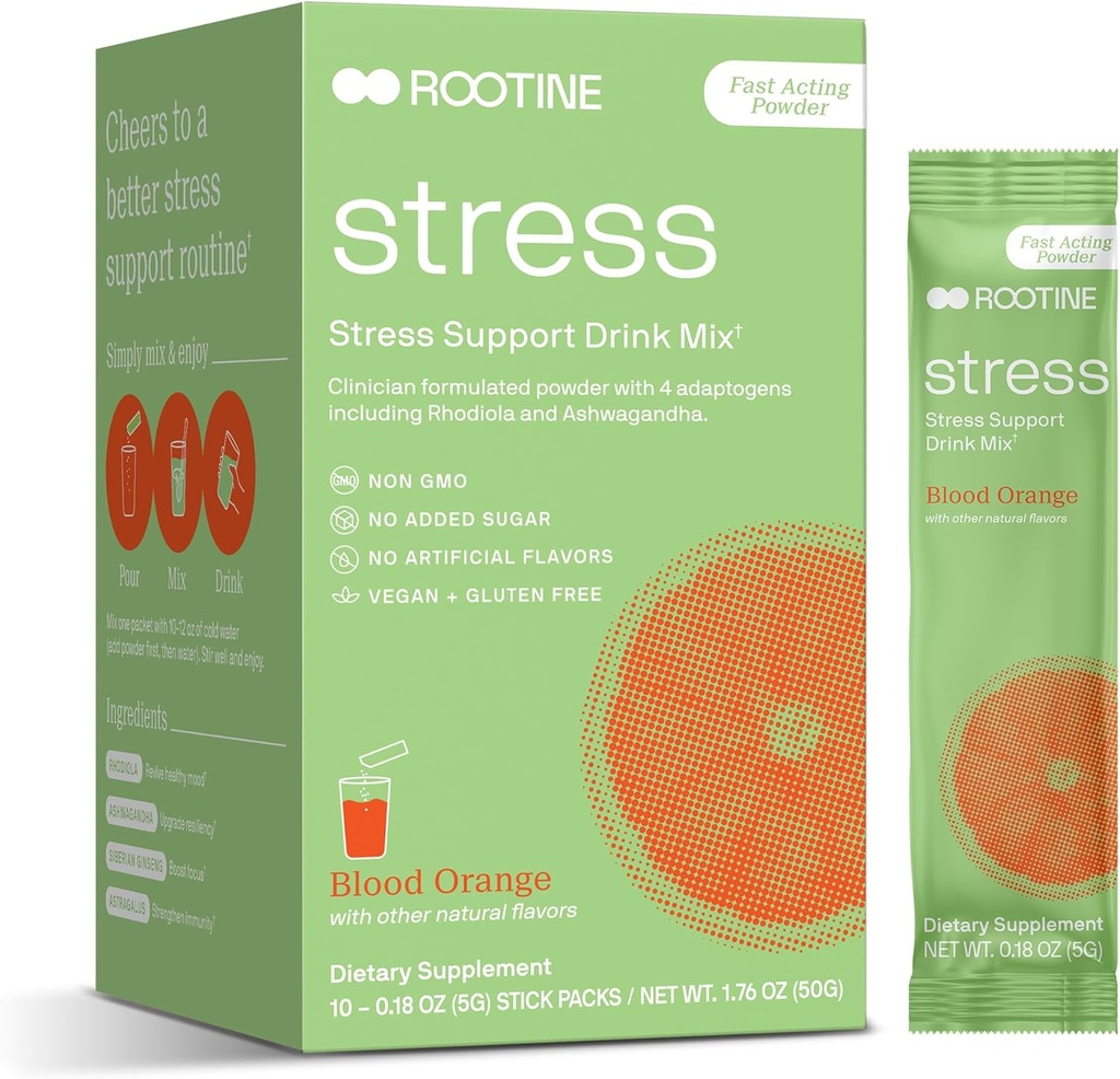 Stres podpora klid Drink Mix dodatek pomoci energii, nálada, & Balance Cortisol úrovně, relaxace přírodní adaptogenní bylinné klid prášek Mix 10 Pack