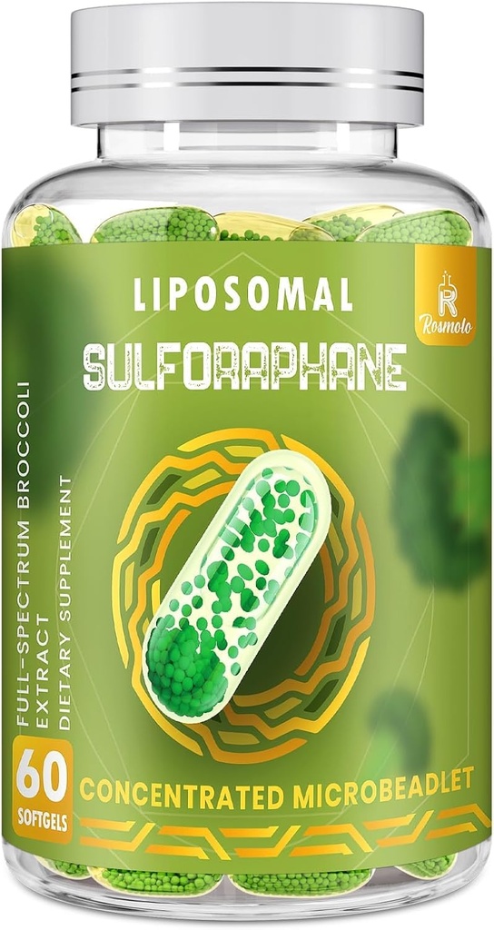 800 MG Liposomal Sulforaphane, Powerful Dual-Delivery עבור Absorption ופוטנטיות מקסימלית, מלא-Spectrum Broccoli Extract, Antioxidant & Liver, תוסף 60 Softgels