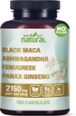 Warum nicht natürlich 4-in-1 Bio Black Maca Root, Ashwagandha, Fenugreek, Panax Ginseng Kapseln, Beilage für Männer und Frauen