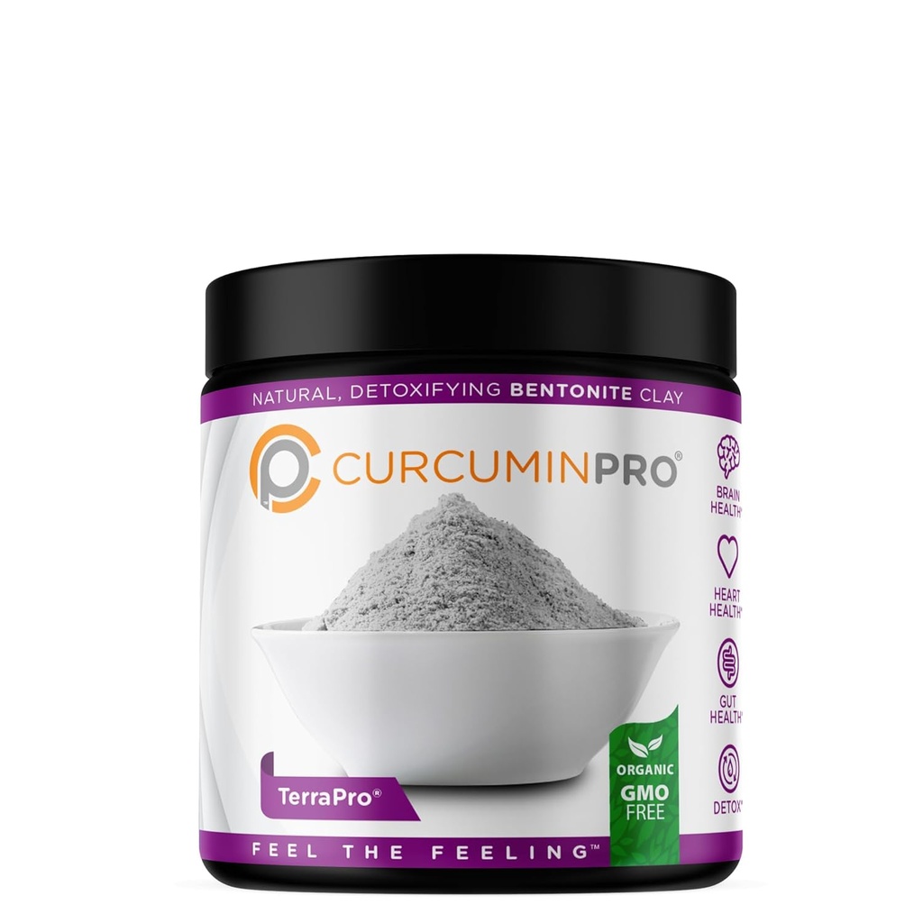 CurcuminPro TerraPro Bentonite Clay Detox Supplement | 90g | Volcanic Calcium Clay för Natural Detox & Lymphatic Drainage | Gut Cleanse & Wellness Support | Bulk Supplement