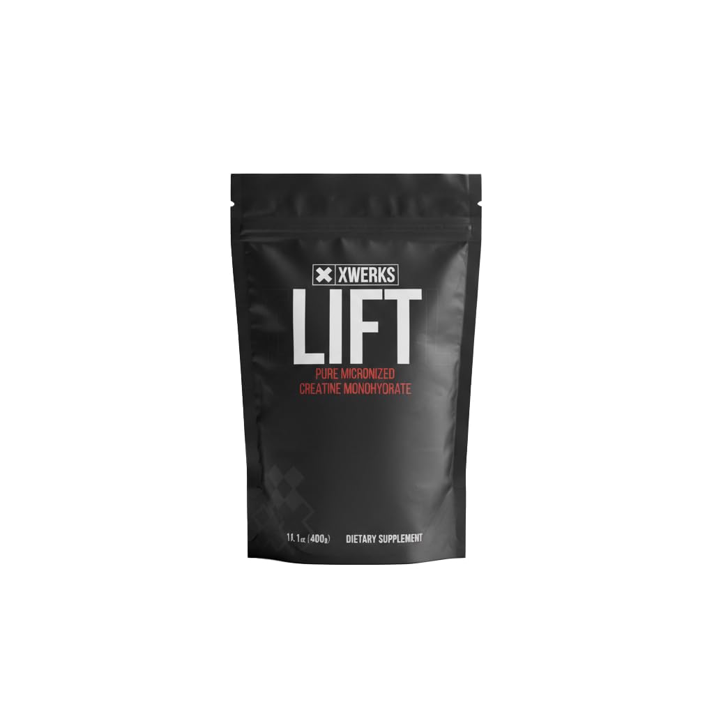Xwerks Lift Creatine Monohydrate Powder, Micronized and Unflavored with 80 Servings, 5000mg, 5g Per Scoop, Highly Soluble Pre Workout Creatine for Women and Men, Muscle Power and Training Endurance