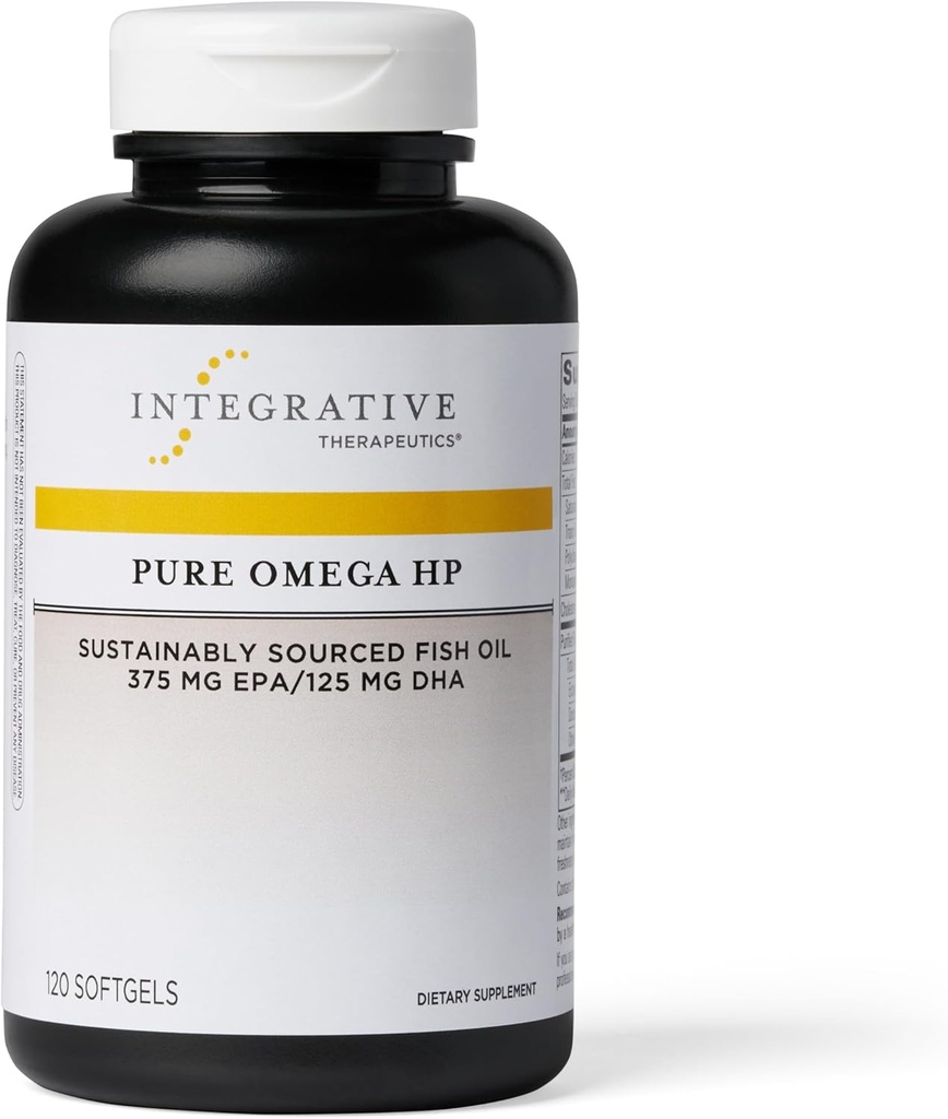 Terapéutica Integrativa Pura Omega HP - Suplemento de aceite de pescado para el soporte nutricional - Apoya la salud del corazón* - No Fishy Burps - Fuente sostenible - Gluten &amp; Dairy-Free - 120 Softgels (120 Servings)