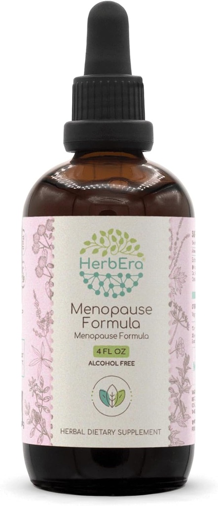 HerbEra Menopause Formula B120 Alcohol-Free Extract Tincture, Concentred Liquid Drops Natural Vitex Berry, Корінь солодкості, Материнство, Донг Quai Root, Корінь Бурдок, Чорний Кохош Корінь. 4 Fl Oz