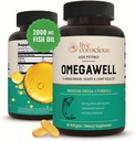 Живий консійний OmegaWell Omega 3 Fish Oil - 2000mg Капсули: Серце, мозок та Joint Support - 800 мг EPA 600 мг DHA - Надзвичайно джерело - Softgels - 30 день постачання