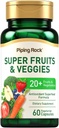 Piping Rock Fruits and Veggies Supplement | 60 Capsules | Superfood Fruit and Vegetables Vitamins | med Prebiotic Blend | Vegetarisk Formel | Non-GMO, Gluten Free