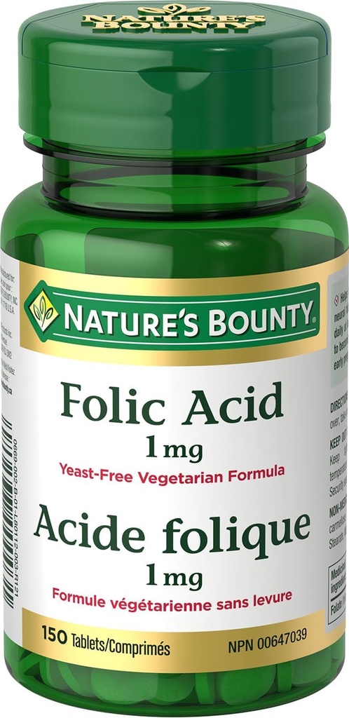 Nature's Bounty Folic Acid 1 mg 150 Tablet (Paket May Vary)