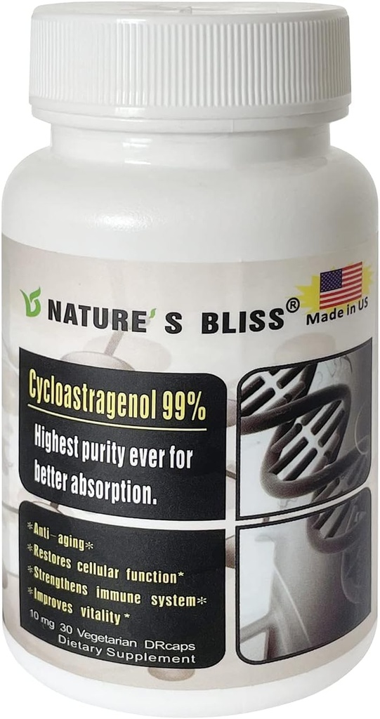 Suplemento Cycloastragenol de la naturaleza, 10 mg por Serving peru Science-Backed to Support Telomere Longitud, Envejecimiento saludable " Estructura del ADN, Cocido de estómago Protegido, Super Absorción, 30 cápsulas