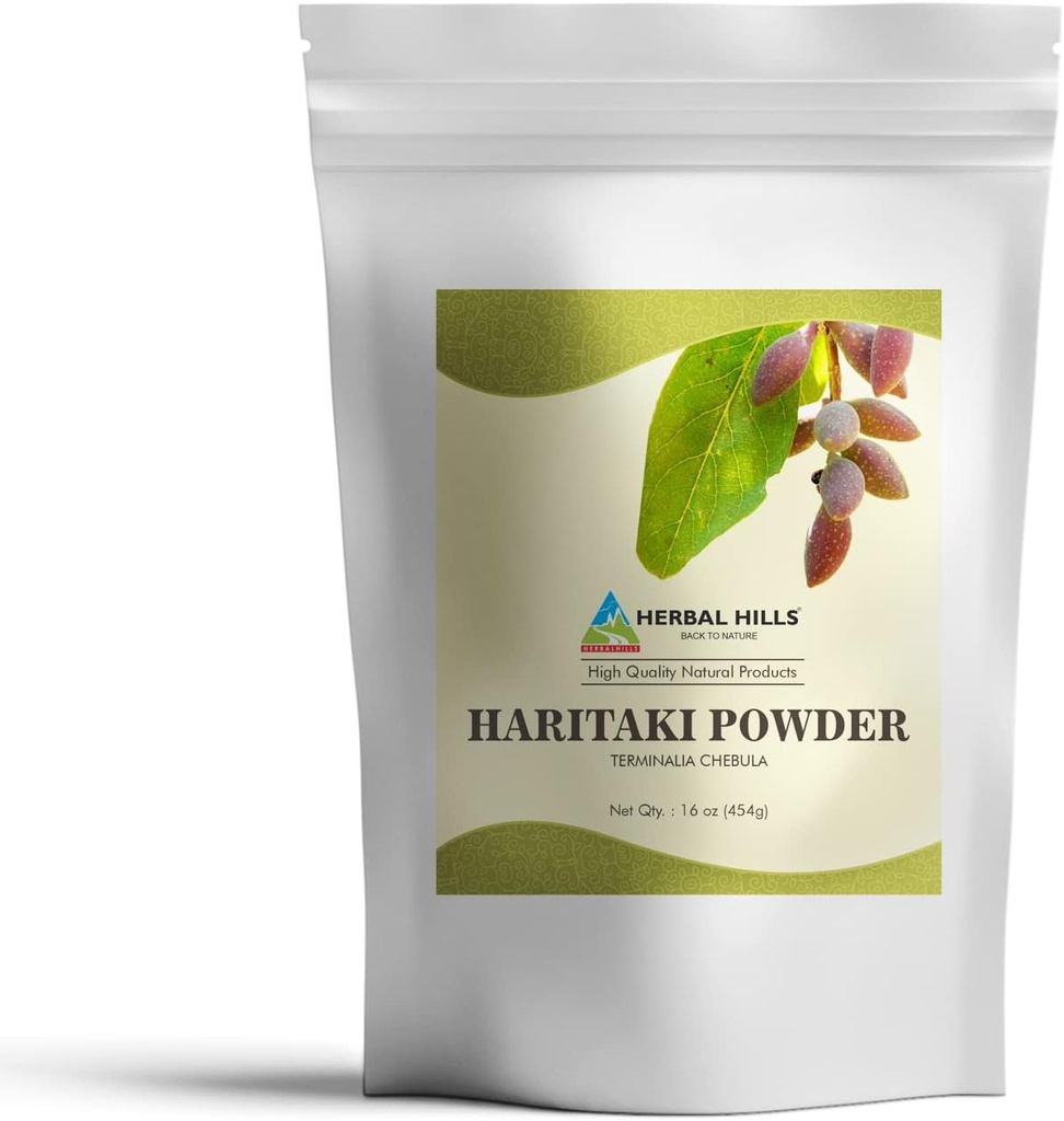 BERBAL HILLS Haritaki Powder Terminalia Chebula Inknut Harde 1 паунда / 16 Оз Опаковка от 1