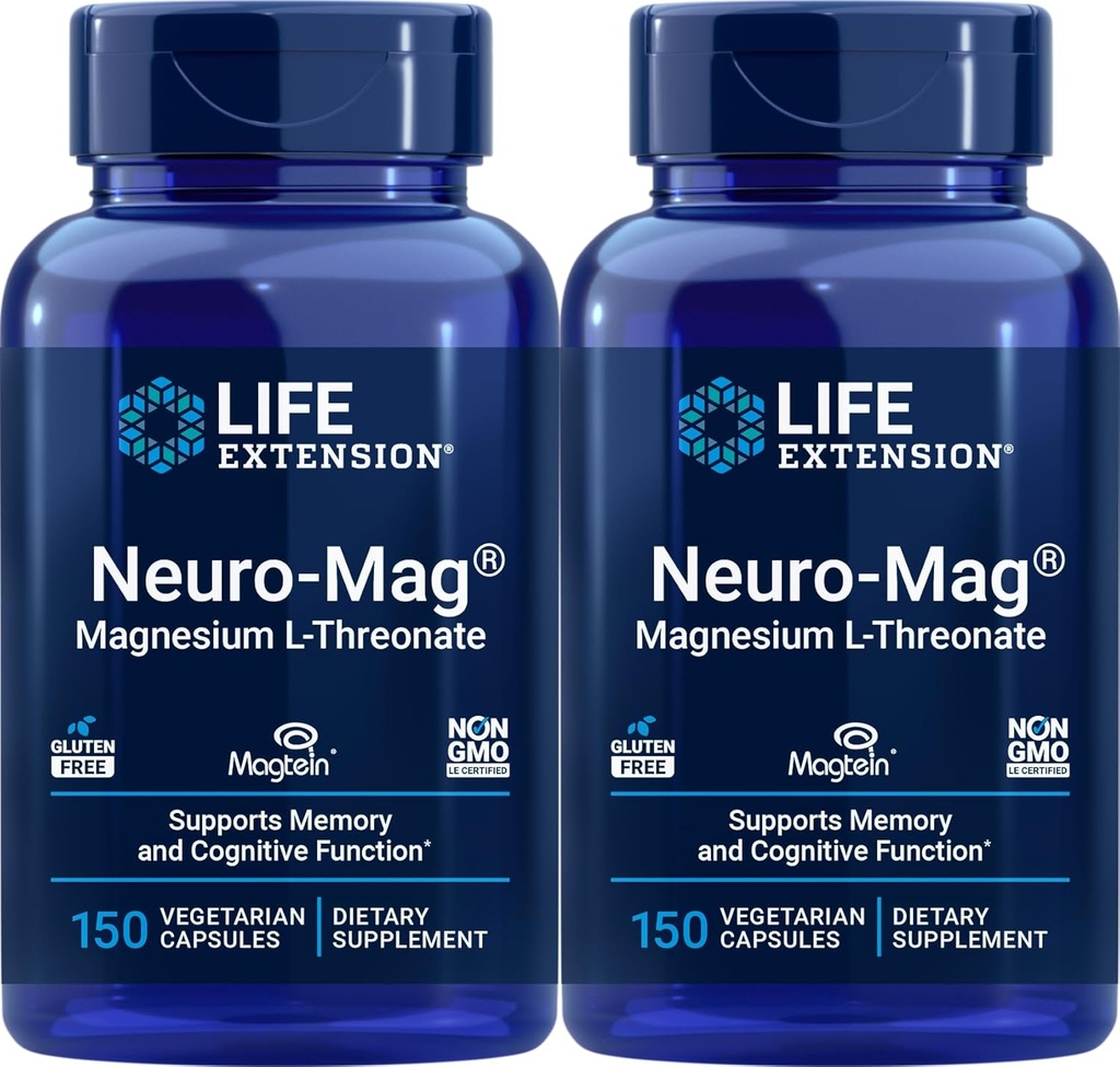 Life Extension Neuro- Mag 150 Vegetariánské kapsle (Balení po 2), Magnesium L- Threonát, Magtein dodatek
