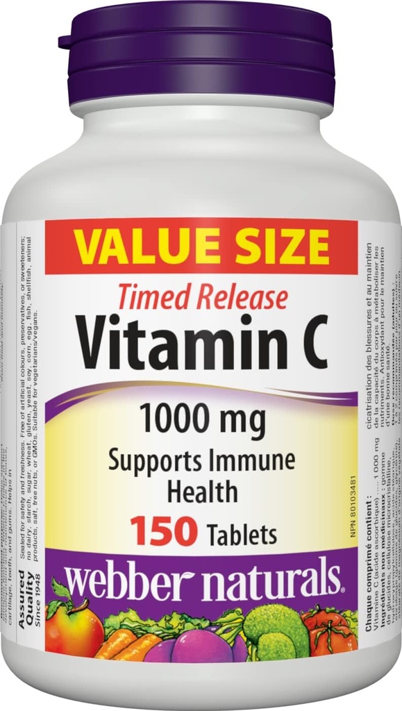 Webber Naturals Vitamin C Time Release 1000 mg, 150 tabletter