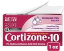 Cortizone 10 Résistance maximale Crème de démangeaison féminine, 1% Hydrocortisone, 1 oz.