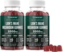 Lions Mane Mushroom Gummies for Adults, 280 Conde Bulk Lion's Mane Chewables, High Potency 10:1 El Extracto Orgánico asciende a 2000mg, Suplemento apoya la Claridad Mental, Focus, Mood y Brain Fog, 2 Pack