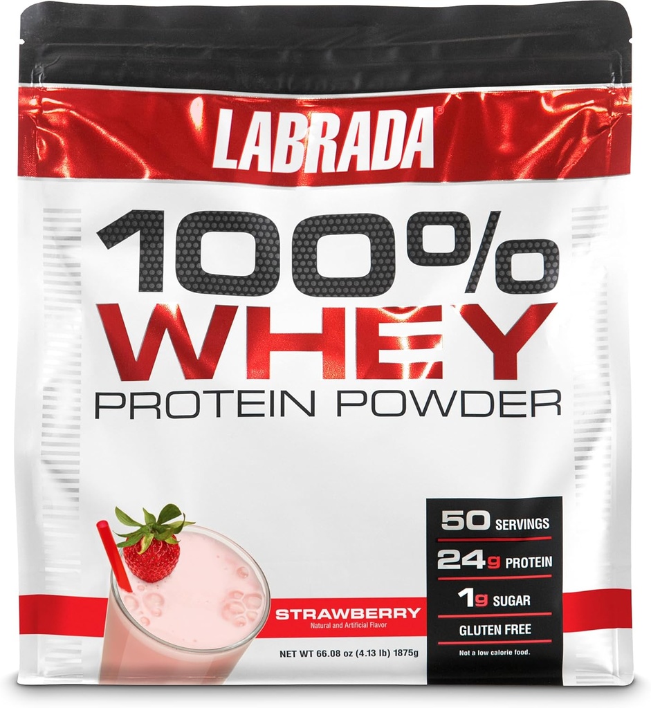 Labrada Nutrition 100% Heraproteiinijauhe, mansikka, 4,13 lb