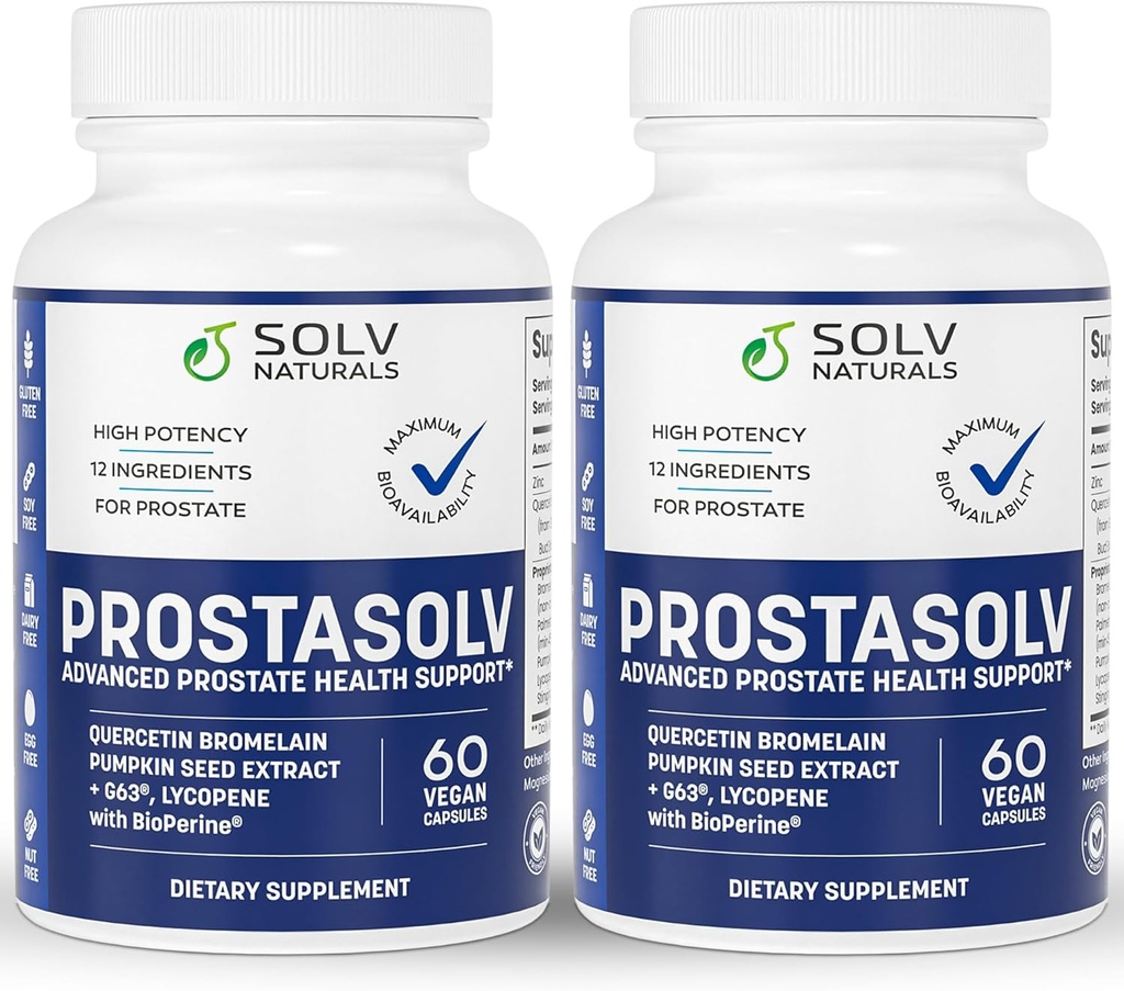 PROSTASOLV Advanced Prostatitis | CPPS Supplement, Vegan Capsules, Quercetin Bromelain, Pumpkin Seed Extract, Lycopene, BioPerine for Pelvic Health (2)
