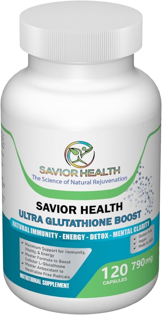 Ultra Glutathione Boost - L Glutathione Boosting Supplement with Herbal Plant Extracts, Minerals, Vitamins, Antioxidants & Amino Acids - No Gluten - 790 мг - 120 капсул Veggie