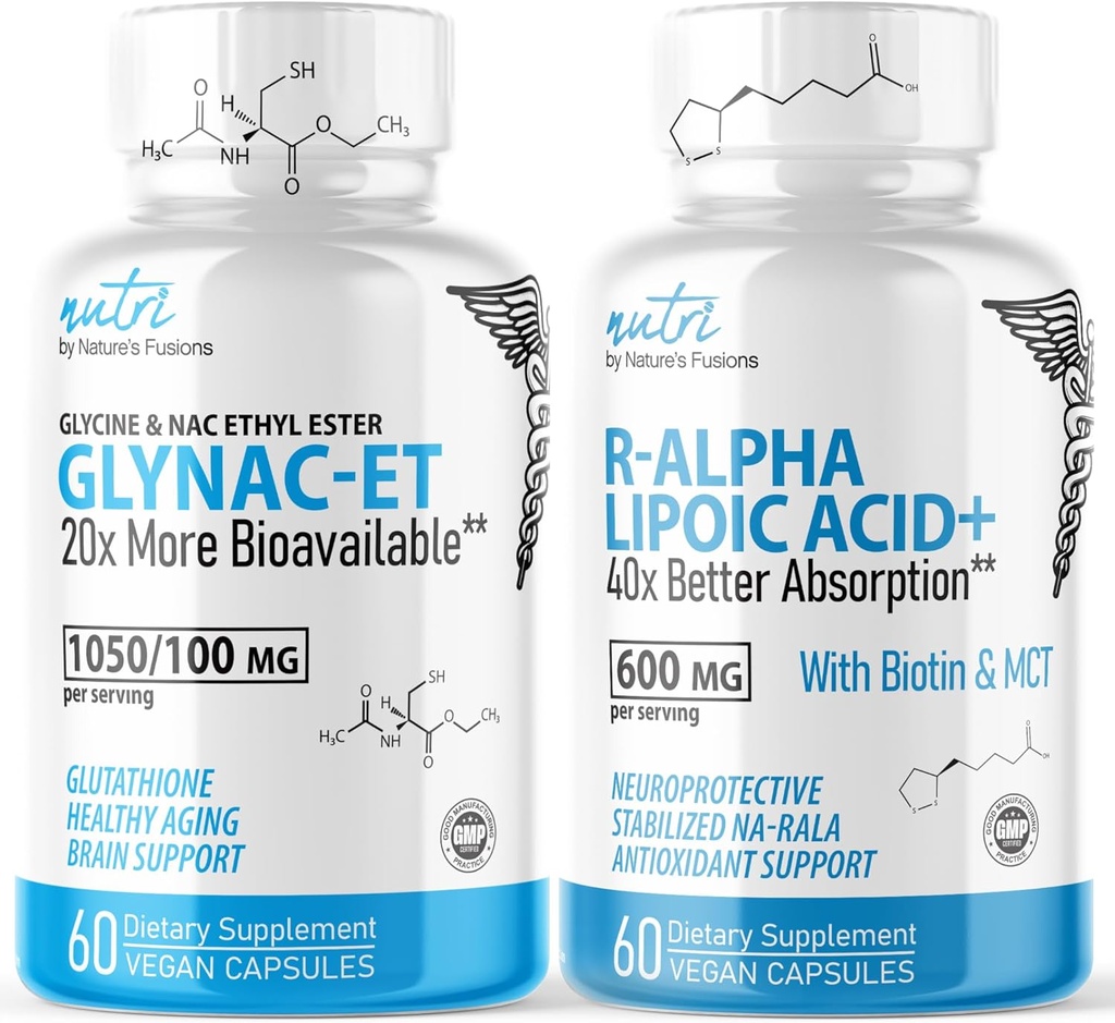 Nature's Fusions GlyNAC-ET (60 kapsúl) - R Alpha Lipoic Acid 600 mg (60 kapsúl) - Anti Aging Bundle