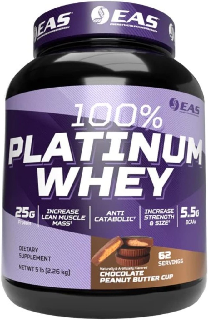 EAS 100% Platinum 3 super-Platinum Whey Proteins  gia tăng kích cỡ và sức mạnh 25g Protein, 5. 5g BCA AS 5  Kingdoms (Chocolate Butter Cup)