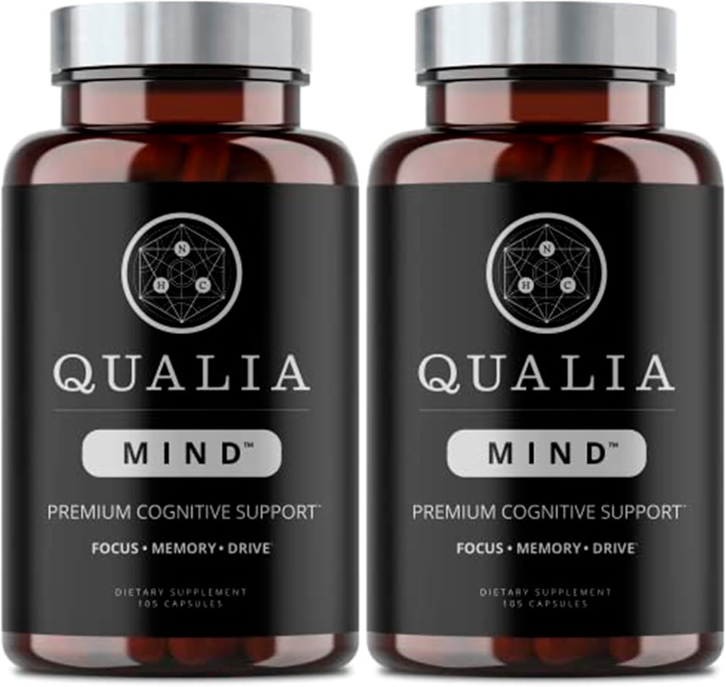 Qualia Mind Nootropics 105 ct 2-Pack | Top Brain Supplement for Memory, Focus, Mental Energy and Concentration with Ginkgo biloba, Alpha GPC, Bacopa monnieri, DHA & More, (6 Week Supply)