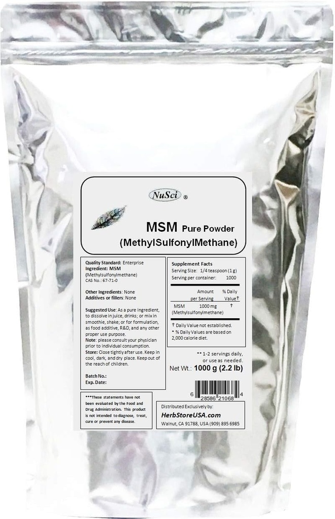 MSM (metilsulfonilmetano) Polvere pura (1000 grammi (2.2 lb)