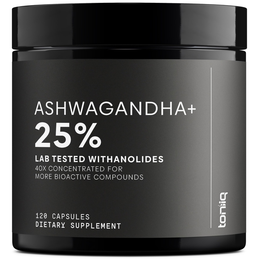 Toniiq Ashwagandha – 40:1 Concentrated Extract – 325 mg Withanolides per Serving – Wild Harvested in India – Highly Bioavailable with Black Pepper – Third-Party Tested – 120 Capsules