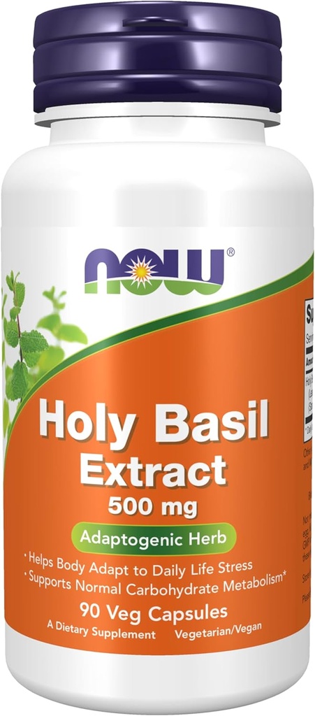 Now Foods Supplements, Holy Basil 提取500 mg (Holy Basil是阿尤尔韦达的圣地),90 Veg Capsules