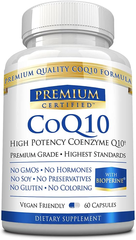 CoQ10 - Coenzyme Q10 300mg with MCT Oil and Piperine - Fast Absorption - Boost Antioxidant Levels, Improve Energy, Support Cardio and Fertility - 60 Capsules - Vegan Friendly