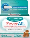 Feverall Children Acetaminophen Suppositories 6 Rectal Suppositories 325mg Cada Reliever/Fever Reducer. Idade 6-12 anos