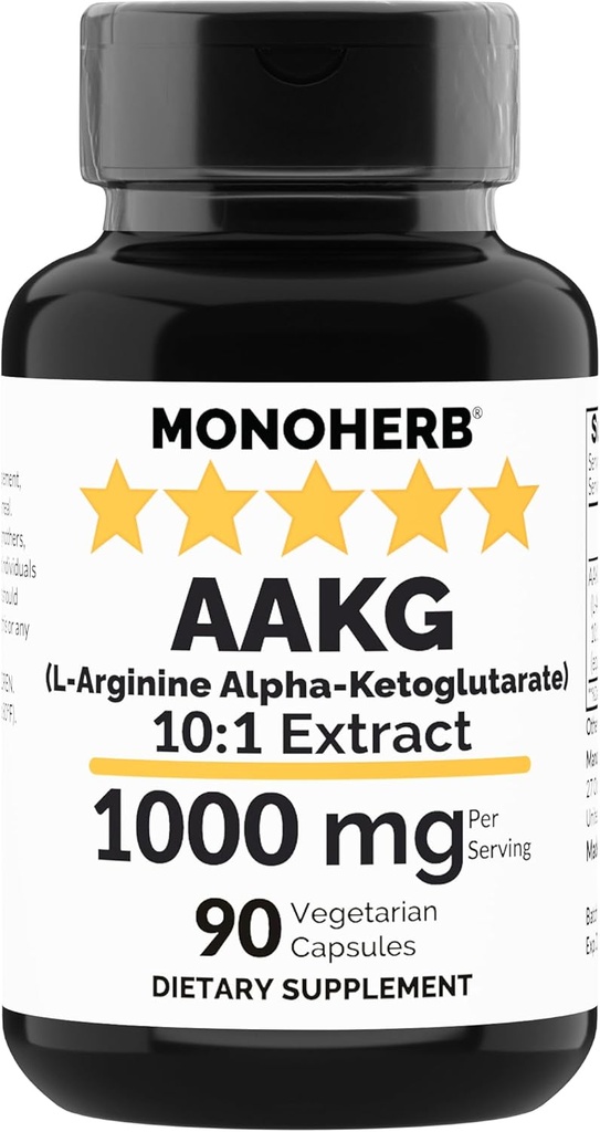 MONOHERB AAKG - L- arginina Alfa- ketoglutaran - 1000 mg - 90 Kapsułki wegetariańskie
