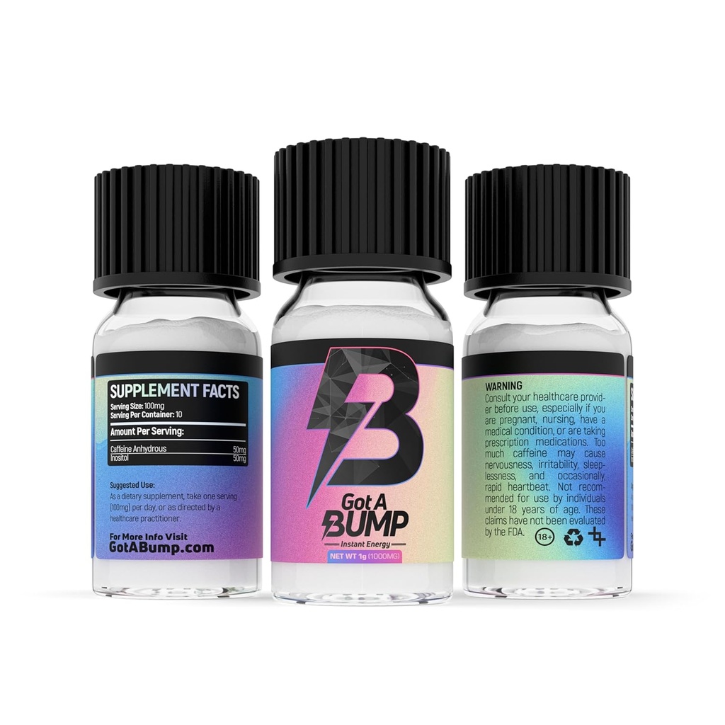 GotABUMP.com Got A BumpTM - 1g Edukiontzi (500mg Caffeine Per Vial) (30-Pack)