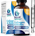 Flydende collagen og biotin, 2 Fl. Oz, Ultra- Strength Collagen Kosttilskud til kvinder, Trev- Party Testet Biotin til hårvækst kvinder, negle og hud vitaminer B7 Collageno Peptider - Vanilla Flavor