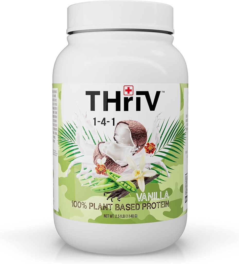 Thriv ThriV Nutriție - Pe bază de plante organice praf de proteine, ciocolată sau vanilie, Vegan, gluten-free, non-GMO, lactate gratuit, (2.5lb/1,140g) Pulbere (Vanilla)