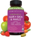 Biotina 5000 mcg Hair Nails Vitaminas para as mulleres - Suplemento orgánico e vexetariano-Friendly con vitamina E, B-Vitaminas, Spirulina, Horsetail e Superfood Blend para axudar a producir keratina - 120 Conde