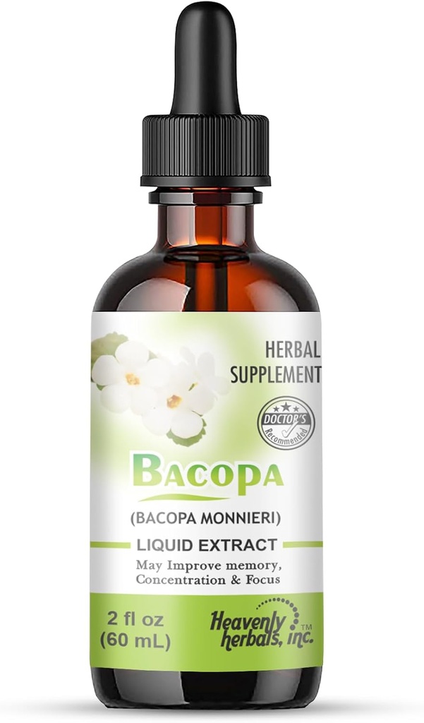 Bacopa drops - Improves Memory Concentration, Focus - Bacopa Monnieri Extract . Brain supplement Memory supplement Cognitive Enhancement . Herbal Remedy 2.0 fl oz - WellnessHerbs Ships from USA.