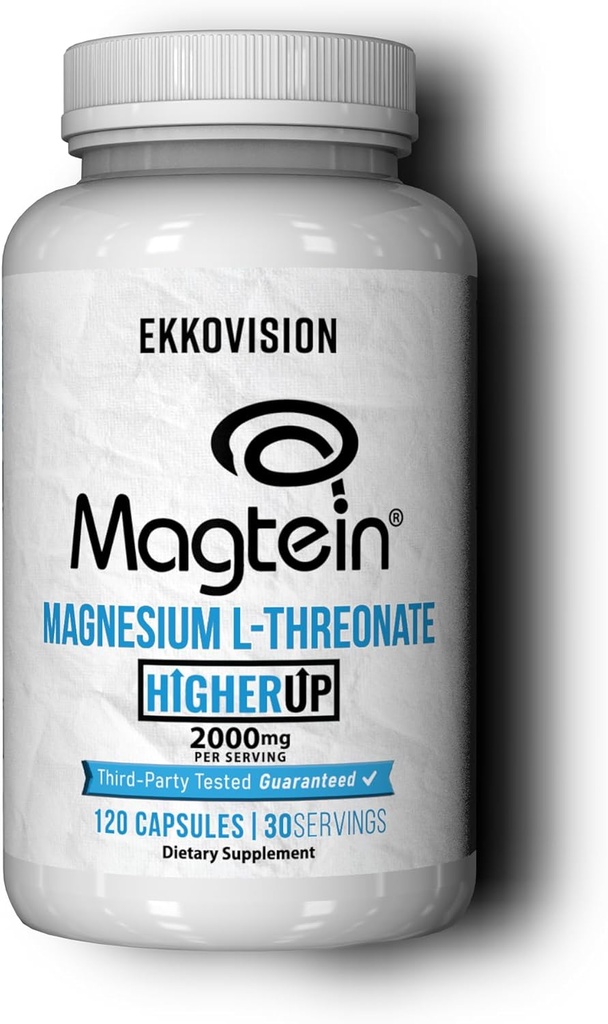 Ekkovision Magtein Magnezyum L-Threonate, Memory & Cognitive Function Support, Magnezyum Supplement with Essential Minerals for Men & Women, 2000 MG Per Service, 120 Easy-to-Sw Capsules