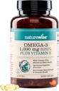 NatureWise Extra-Strength Omega 3 Fish Oil Supplement - 봉사 당 1000mg - 600 EPA & 400 DHA와 비타민 E - 심장 및 두뇌 건강 지원 - 레몬 맛, GMO-Free - 60 Softgels [1-Month 공급]