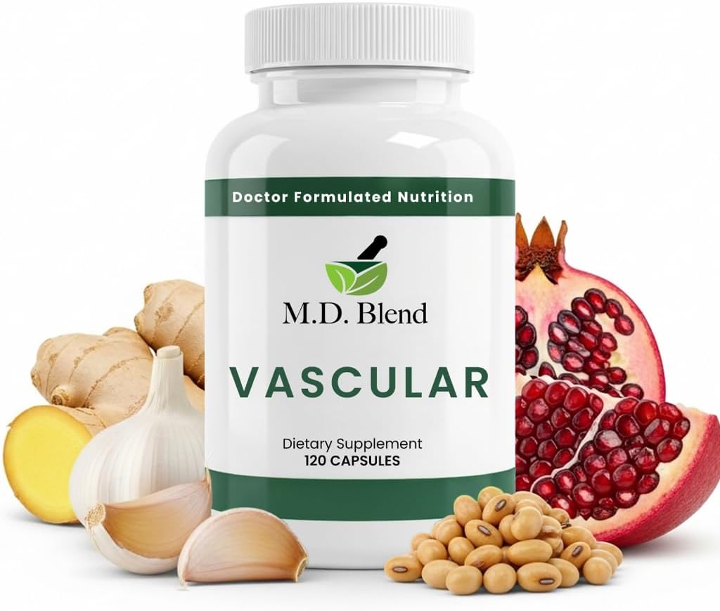 M.D. Vascular - Expert Formulated Supplement - Vascular & Overall Wellness Goals - Proper Flow, Numbers, Balance - Powerful Garlic, Ginger, L-Arginine, Pomegranate - 120 Capsules (Pack of 3)