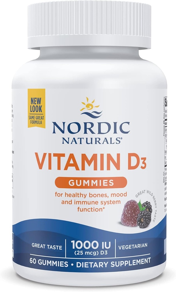 Natri D3 Gummies, Wild berry - 60 Gummies - 1000 IU vitamin D3 - Great Sny Bones, Mood & Immune System jaws - Non-GO - 60 Phục vụ