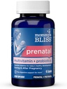 Mommy's Bliss Prenatal Multivitamin + Probiotic för kvinnor w / Folic Acid, stöder Baby Development & Moms Digestion w / Zink, Vitamin B6 & B12, Ginger & Choline, Vegan & Gluten Free (45 portioner)