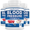 [3-Bottle Value Pack] Longevity Blood Pressure Formula [90 Capsules] - Formulado científicamente - con 10+ extractos herbarios estandarizados. Mejor suplemento de presión arterial