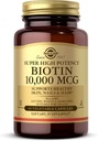 Solgar Biotin 10.000 mcg, 60 Cápsulas Vegetais - Energia, Metabolismo, Promove a pele saudável, unhas e cabelo - Super alta potência - Não-GMO, Vegan, Sem glúten, Leite Livre, Kosher - 60 Servings