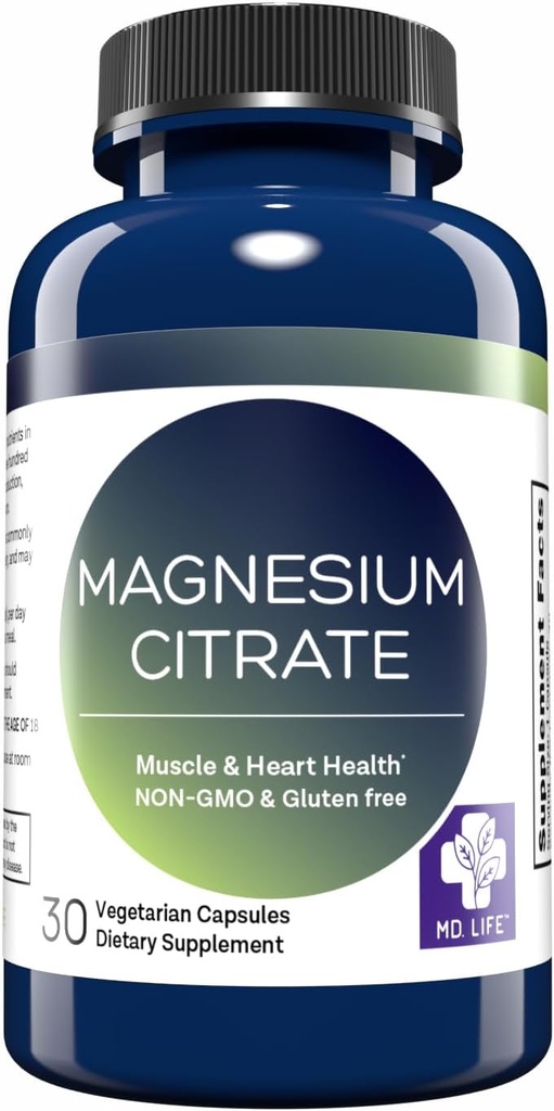 MD. Life Magnesium Cittember 250 mg – 60 Capsules - High Absorction Magnesium Citlement Supplement – Chieto-Swollow capsoles for Botter, Nerve, First, heart, Journ, soft and Bybon Sorts