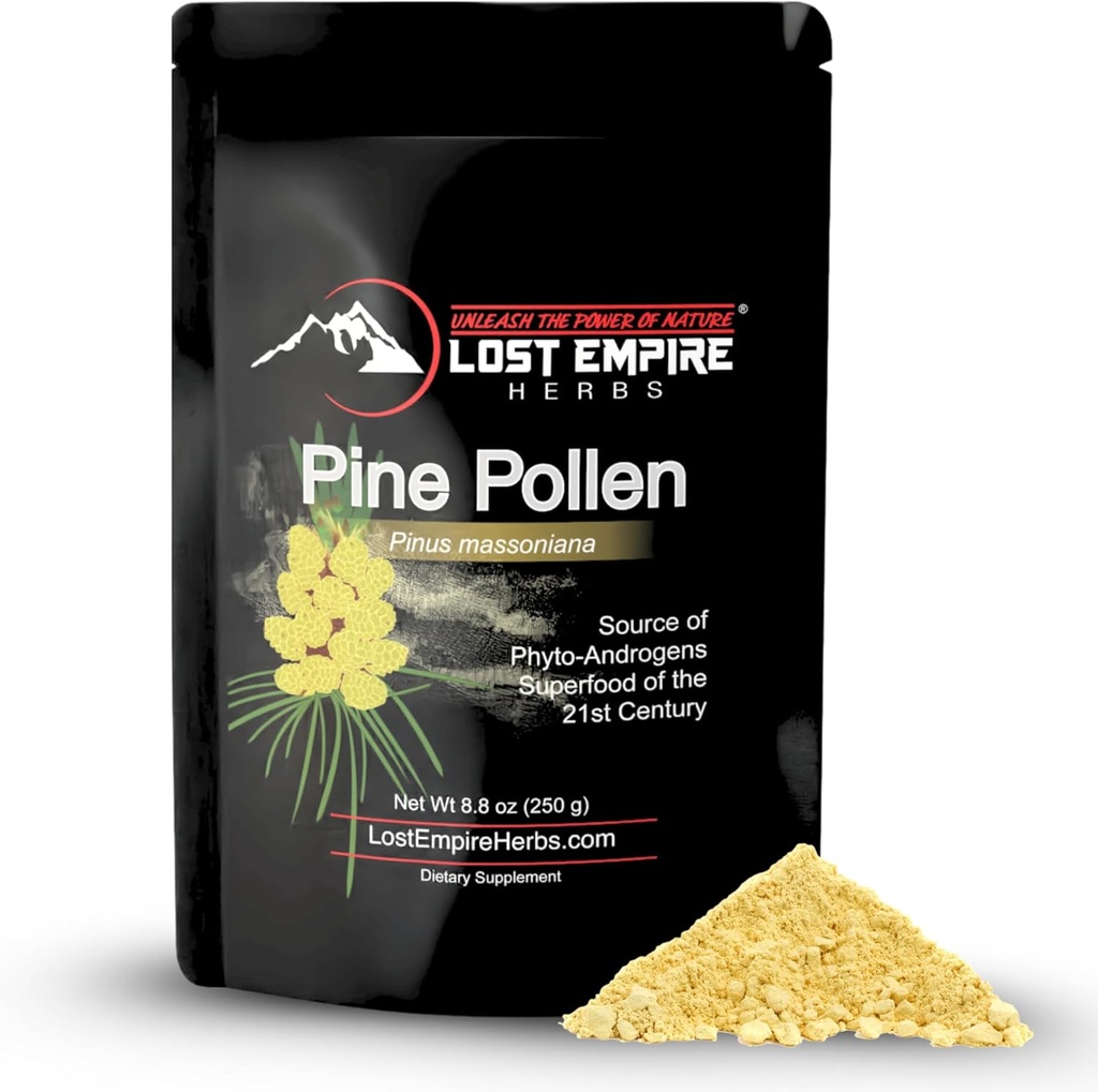 Pine Pollen hautsa - Irradiarik gabea, uzta basatia, horma birrindua - Gizon eta Emakumeentzako Great for Energy, Vitality eta Longevity (250 Grams)