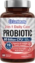 Probiotikoak 60 Billion CFU 19 Strains for Men & Women, 100mg Prebiotikoak, Shelf Stable, 2-in-1 Eguneko arreta Probiotikoak, Ez-GMO, Digestive & Immune Health, 60 Veggie kapsulak