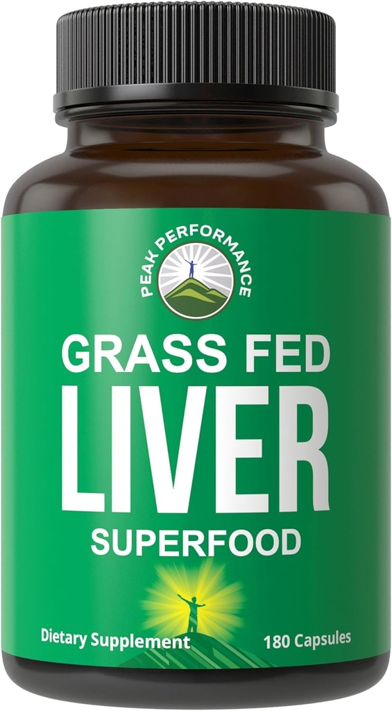 Peak Performance Grass Fed Desiccated Beef Liver Addition 180 капсули Grassfed черен дроб Суперхрани Хапчета Съдържа естествено желязо, Витамини, Аминокиселини. Чудесно за имунна подкрепа