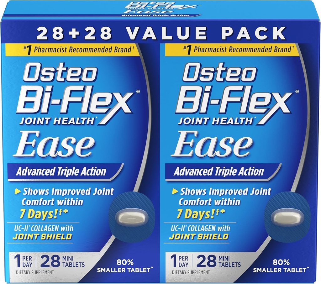 Osteo Bi-Flex Ease Advanced Triple Action med vitamin D Joint Supplements, Mini-Tablets, 28 Count, Pack of 2