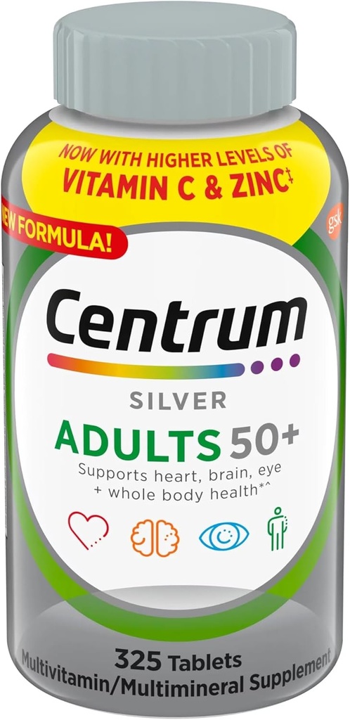 Centrum Silver Dospelí 50+ Multivitamín, 325 tabliet+ Záves s VITACARE Whistle Key Chain pre vonkajšie